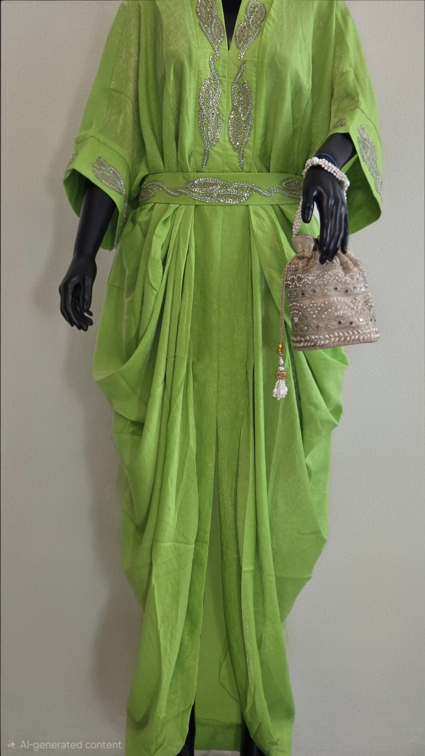 Green Radiance Draped Kaftan