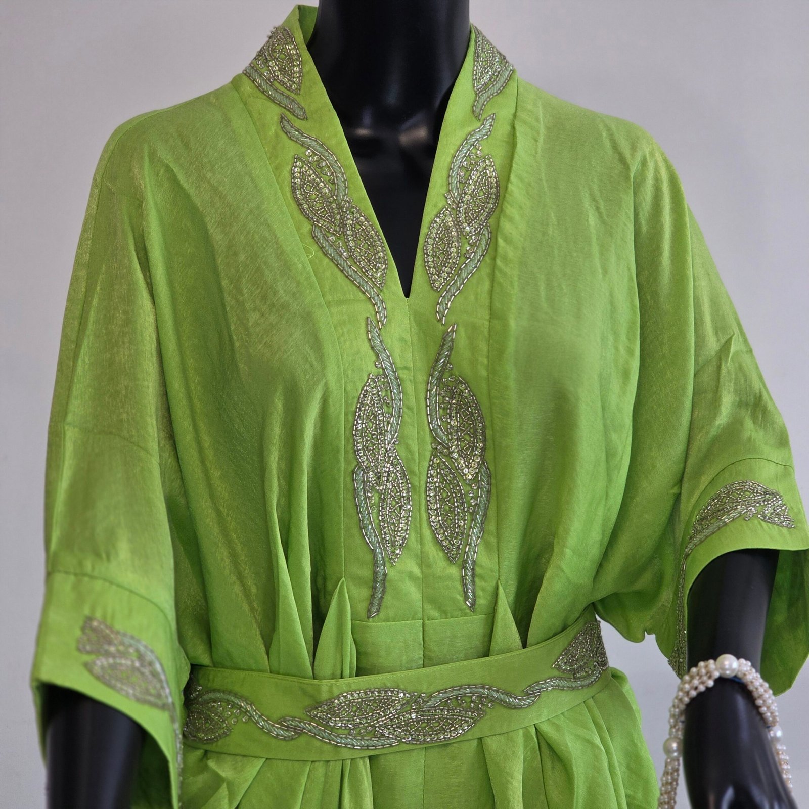 Green Radiance Draped Kaftan