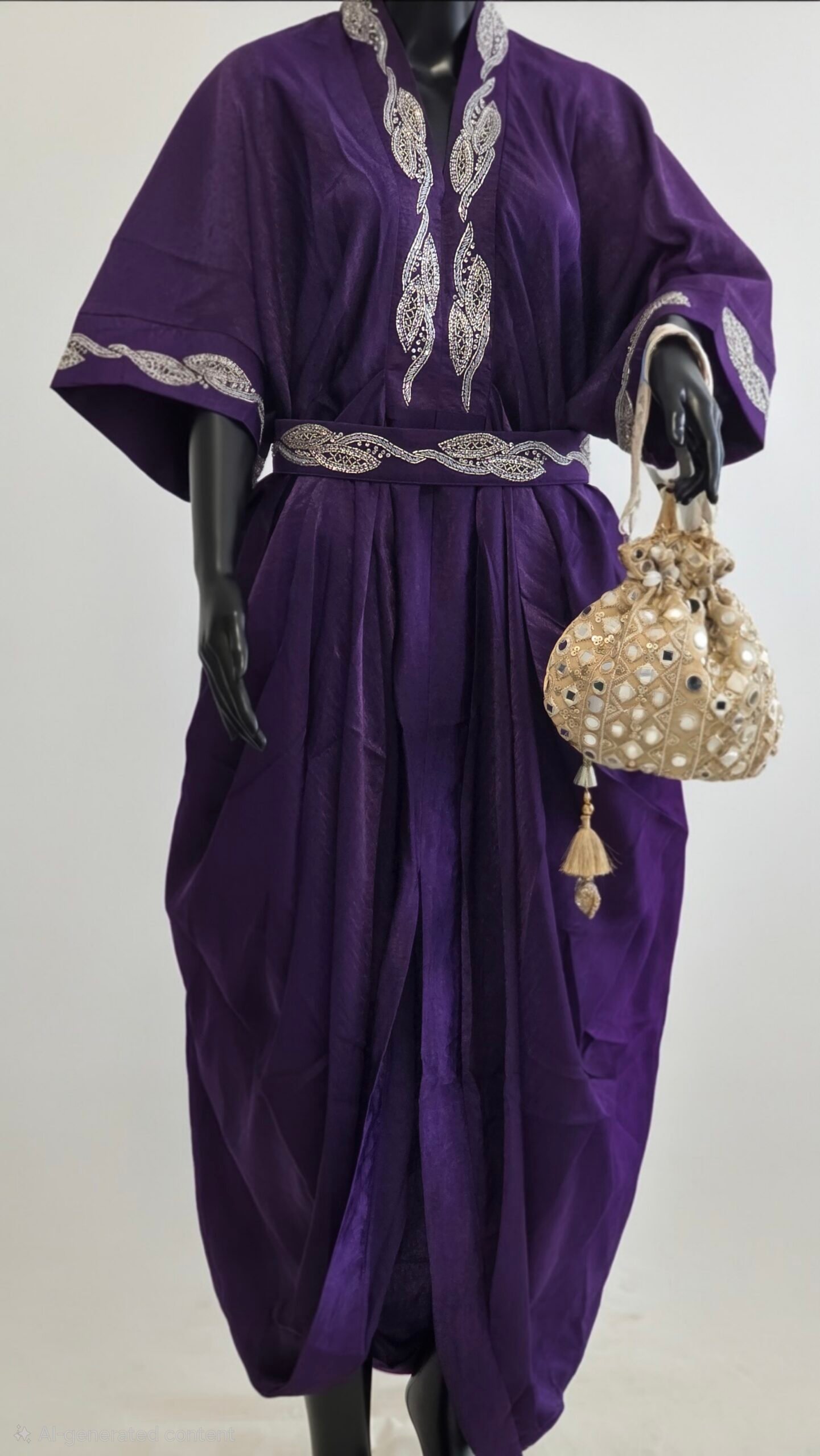 Royal Amethyst Draped Kaftan