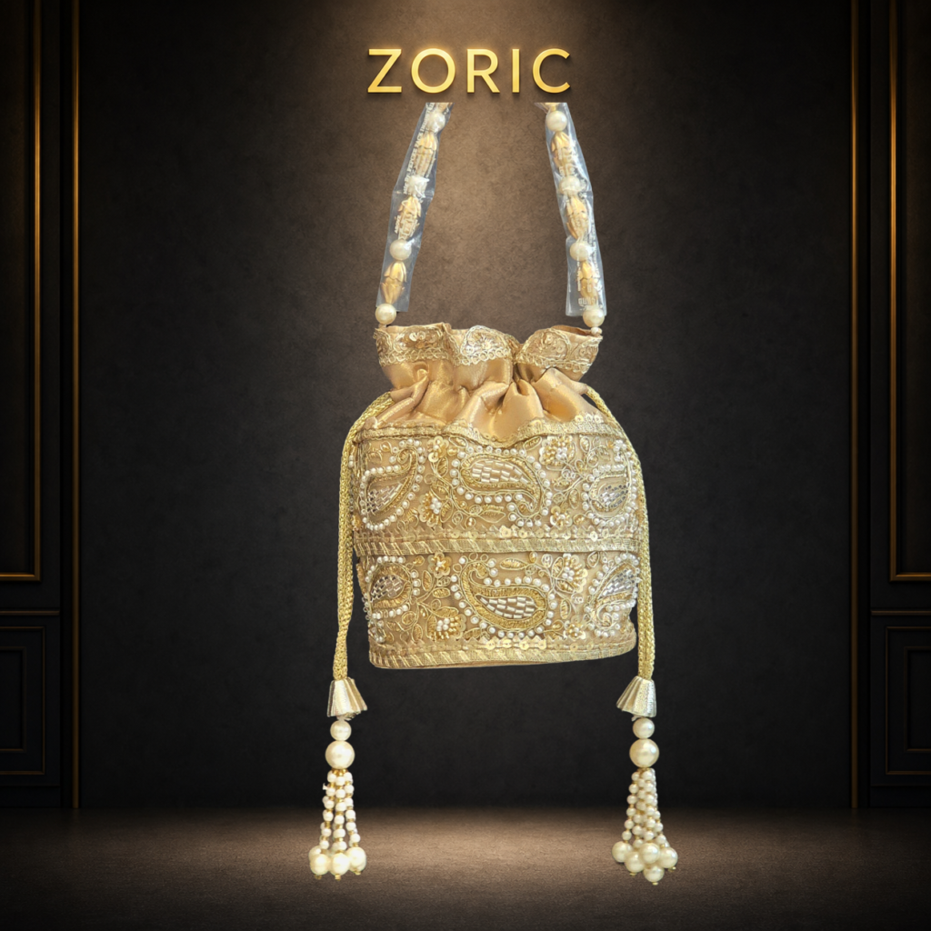 Luxe Gold Embroidered Potli Bag